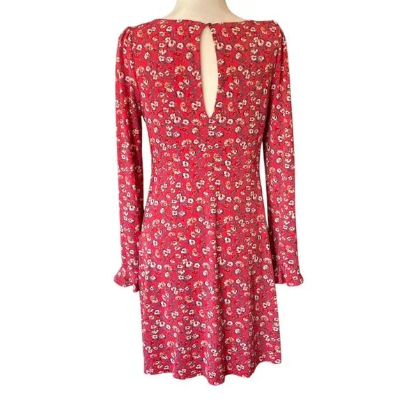 Free People Red Say Hello Floral Mini Dress SZ M Modern Boho - Picture 5 of 14